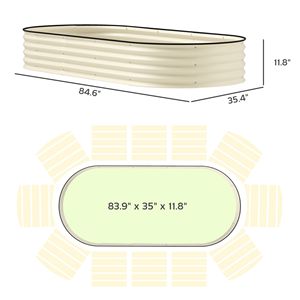 2 Pezzi Letti di Coltivazione Rialzati Zincati Bianco Crema 2,13m x 0,91m x 0,30m con Pali Metallici per Piante, per Giardinaggio e Forniture da Giardino - Product Image 3