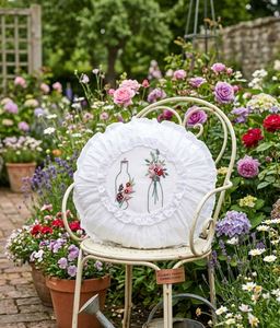 Fundas de Cojín Cuadradas Vintage Personalizadas al por Mayor con Apliques Bordados de Flores, 100% Algodón Lavable con Cierre de Cremallera para Hotel - Product Image 1