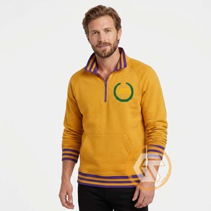 Sudadera de Cuello Redondo con Bordado Personalizado GREEK TREASURES para Hombre, Amarilla con Ribete, Manga Raglán, Tejido de Algodón, Estilo Casual - Product Image 2