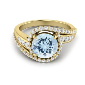 Bague de fiançailles classique en argent topaze, diamant taille poire, halo serti de griffes, plaqué or rose 18 carats, bague de mariage de luxe pour femme - Product Image 5