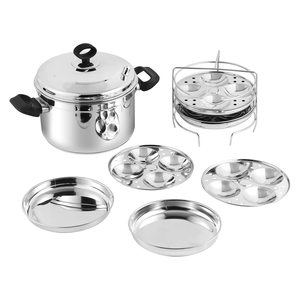 Juego de 5 Ollas para Idli de Acero de Diseño de Lujo para Cocina de Gas con Asa de Acero Inoxidable Sin Recubrimiento, Duraderas y Ecológicas - Product Image 2