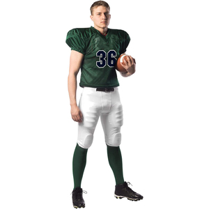 Tenues de football personnalisées thermosoudées pour hommes – Ensemble maillot et pantalon respirant à séchage rapide, sublimé et brodé (Tackle Twill) - Product Image 4