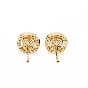 Boucles d'oreilles uniques en or 14K avec diamants de laboratoire taille coussin E VS 1 ct chacun et diamants ronds, certifiées IGI, idéales pour cadeau, fête et anniversaire - Product Image 3