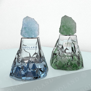 Botella de Perfume de Vidrio ABOLAND con Tapa de Cristal Grabada con Diseño de Montaña, Versiones Azul y Verde - Product Image 6