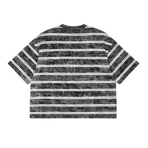 Camiseta Corta de Hombros Caídos y Corte Holgado con Lavado Ácido y Rayas para Hombre, 260 g/m², Estampado Personalizado - Product Image 3