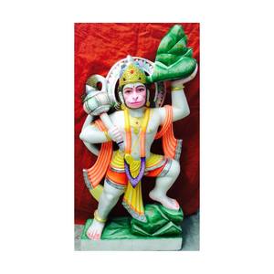 Magnifique statue de Hanuman Ji en marbre blanc, faite à la main, en position debout, levant la montagne, pour la vente en gros, destinée à la divinité. - Product Image 6