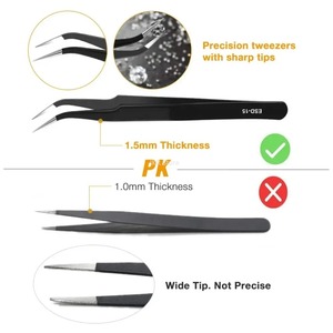 Juego de Pinzas Antiestáticas de Precisión ESD, Kit de Herramientas de Reparación de Acero Inoxidable con Punta Fina para Ensamblaje Electrónico - Product Image 3