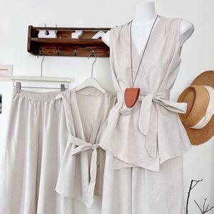 Conjunto de Pantalones y Top sin Mangas para Mujer, Transpirable, Informal, para Verano - Product Image 2