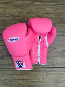 Gants de boxe d'entraînement en cuir rose personnalisables GYMSTERO 16 oz avec fermeture à lacets, doigts entièrement couverts, sangle de poignet réglable, arts martiaux - Product Image 3