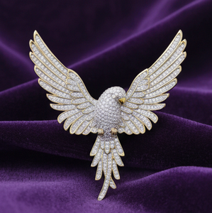 Broche de luxe en argent plaqué or 18 carats, motif Aigle glacé micro-pavé de moissanite, style Hip Hop, personnalisable, unisexe, pour mariage et anniversaire - Product Image 2