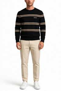 Oneten Apparel <b>Men's</b> Black Cartoon Pattern <b>Collarless</b> Long Sleeve Knitted 100% Polyester Loose Fit Casual <b>Shirts</b> Winter - Product Image 2
