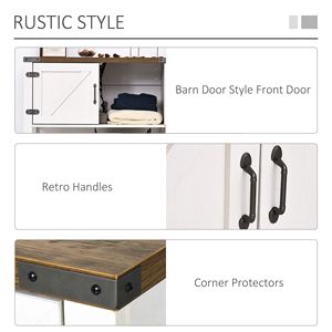 "Living Room <b>Cabinet</b> 2-Door Free Standing <b>Storage</b> with Bottom Shelf <b>White</b>" - Product Image 5