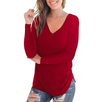 T-shirts pour femmes à manches longues, col rond, coupe ajustée, avec appliques de logo personnalisées, 100% coton, écologiques