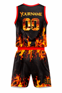 Uniforme de basket-ball de qualité supérieure pour hommes, design personnalisé noir feu, uniforme de sport personnalisé pour le basket-ball - Product Image 2