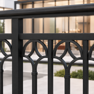 Barandilla de Balcón de Metal Negro, Diseño de Arco Decorativo, Valla para Terraza Exterior, Barandilla de Seguridad Moderna para Uso Comercial en Viviendas y Villas - Product Image 3