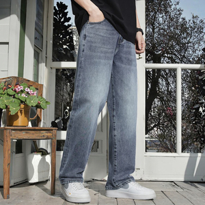 2025 <b>Men's</b> High Quality Factory Slim Fit <b>Jeans</b> Stylish White Dark Washed Casual Canvas Pants Straight Style Breathable Quick Dry - Product Image 3