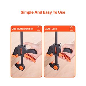 Serre-joints en L à prise rapide à une main, lot de 2 (12 pouces) et lot de 2 (6 pouces), capacité de charge de 154 lb, pour le travail du bois, écarteur inclus - Product Image 5