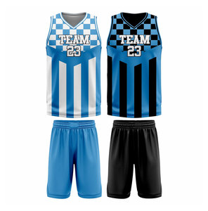 Conjunto de Uniforme de Baloncesto Team 23, Camiseta sin Mangas con Cuello en V Sublimada y Pantalones Cortos, Poliéster que Absorbe la Humedad, Estampado Geométrico Unisex para Adultos - Product Image 3