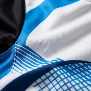 Conjunto Deportivo para Hombre, Personalizado, Blanco, Azul y Negro, Chaqueta Deportiva con Cremallera Completa y Pantalones de Pierna Recta, Estampado de Líneas Onduladas, Ropa Deportiva para Equipo - Product Image 6