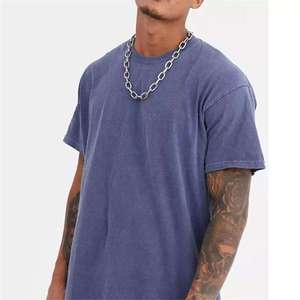 เสื้อยืดทรงบ็อกซี่ผ้าฝ้าย 100% สำหรับผู้ชาย สไตล์ฮิปฮอป ทรงหลวม เย็บตะเข็บกลับด้าน ลายเรียบ ล้างสีแบบแอซิดวอช ผ้าถัก - Product Image 2