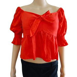 Blusas Elegantes de Mujer, 100% Algodón, Manga Corta, Estilo Vintage, Casuales, para Exteriores, Tejidas, Transpirables, Ecológicas, para Primavera - Product Image 1