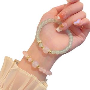 Bracelet en cristal de quartz rose de 6 mm mignon pour les étudiants, style romantique - Product Image 1