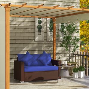 Mobili da giardino in vimini blu scuro in Rattan a 2 posti con cuscini Set da giardino in vimini tra cui divano e cuscini - Product Image 2