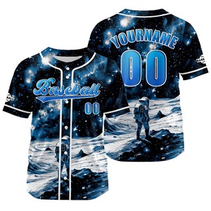 Maillot de baseball personnalisé par sublimation, tenue d'équipe, entièrement boutonné, logo personnalisé, nom et numéro, fournisseur OEM, respirant, séchage rapide, col en V - Product Image 1