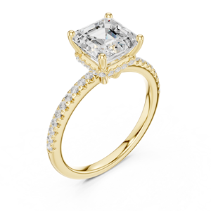 Elegante anillo de diamante de corte Asscher cultivado en laboratorio disponible en oro amarillo de 14 quilates, anillo clásico certificado por GRA para aniversario al precio más bajo. - Product Image 5