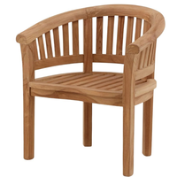 Fauteuil de jardin en teck massif avec design 'Peanut' et dossier incurvé (modèle chaise banane)