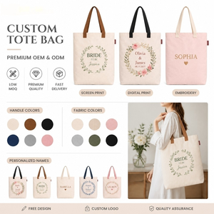 Bolsa de Mano Ecológica Personalizada para Bodas |   Bolsa de Regalo de Lona de Algodón Orgánico |   Bolsa de Compras Reutilizable para Damas de Honor al por Mayor - Product Image 4