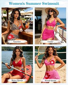 Women's Floral Color Blocking <b>Bikini</b> <b>Set</b> High Waist Bandeau Top Contrast Binding Stretch Swimwear Two Piece Regular Fit Front - Product Image 5