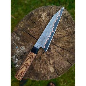 Cuchillo de Chef Jexmoo Hecho a Mano con Acero de Damasco, Mango de Madera y Funda de Cuero, Hoja de 7 Pulgadas - Product Image 6