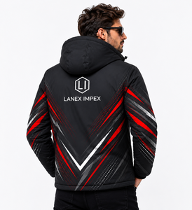 Veste d'hiver à capuche pour homme personnalisée, impression graphique sublimée, imperméable, coupe-vent, rembourrée, manteau chaud d'extérieur, fermeture éclair intégrale, veste décontractée - Product Image 4