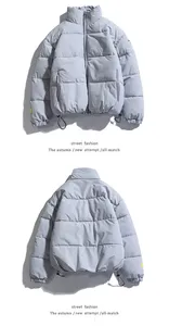 Veste matelassée à col montant pour homme, manteau d'hiver chaud et isolé, fermeture éclair intégrale, légère, décontractée, pour l'extérieur, par temps froid - Product Image 3