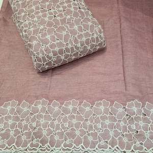 Tissu en lin brodé fantaisie, large et long, avec découpes et perles, idéal pour kaftan ou robe, disponible à bon prix – Meilleures ventes - Product Image 5