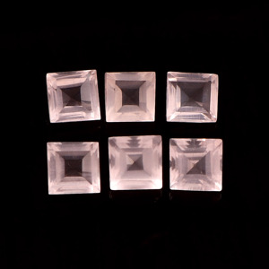 Lote al por mayor de piedras preciosas sueltas de cuarzo rosa natural de 6x6 mm, talladas en cuadrado, facetadas y calibradas, para la fabricación de joyería. - Product Image 1