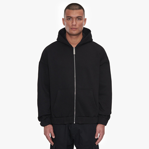Sudadera con capucha extragrande para hombre, de algodón grueso, estilo urbano, con cremallera, fabricante de sudaderas con logotipo personalizado, venta al por mayor - Product Image 6