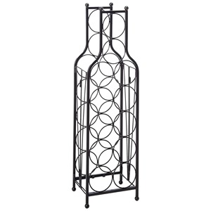 Moderno Estante de Vino de Hierro Negro Industrial de 3 Niveles para 12 Botellas, Apilable, con Capacidad para 3 Litros, con Ruedas, para Mostrador - Product Image 2