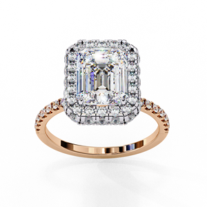 แหวนหมั้นและแหวนแต่งงาน Aries Jewel รุ่น Halo ประดับเพชรเม็ดเดี่ยว 2 กะรัต คุณภาพ E VVS VS รูปทรง Emerald Cut เพชรเพาะเลี้ยงในห้องปฏิบัติการ ตัวเรือนทองคำแท้ 14K - Product Image 5