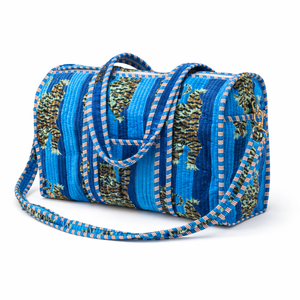 Sac de sport en velours à imprimé animal bleu, écologique, durable, de haute qualité, grande capacité, fermeture éclair, doublure en coton, pour la gym et les voyages - Product Image 1