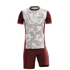 Camiseta de Fútbol de Manga Corta con Estampado Geométrico Rojo y Blanco para Hombre, Cuello Redondo, Absorbe la Humedad, Ropa Deportiva de Poliéster para Todas las Temporadas - Product Image 1
