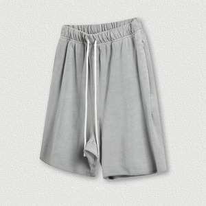 Pantalones Cortos de Alta Calidad para Hombre, Lavado Ácido, Efecto Desgastado, Estilo Vintage, con Logotipo Personalizado, Cordón Ajustable, Felpa de Algodón, Casuales, para Gimnasio, Ropa Urbana, Talla Grande - Product Image 2