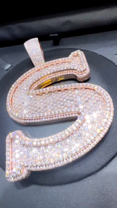 Colgante de Letra de Moissanita, Collar de Lujo con Incrustaciones, Joyería de Moda Hip Hop Bling, Regalo Audaz para Hombre - Product Image 5