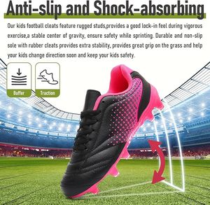 Women Synthetic Football Cleats Pink Black Breathable Mesh Lining Rubber Outsole <b>Boots</b> Sports Shoes Girls Soccer Footwear Custom - Product Image 5