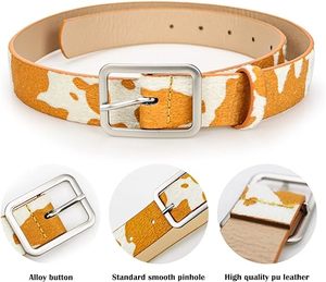 Ceinture en cuir de vachette de qualité supérieure, idéale pour les enfants, les filles et les femmes, avec boucle à ardillon en alliage de zinc, style western. - Product Image 1