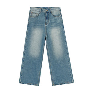 Pantalons en jean pour hommes, coupe ajustée, denim foncé, directement de l'usine, pour les marques urbaines américaines, personnalisation de la marque, fournisseur en gros. - Product Image 6