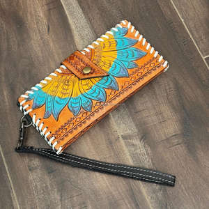 Nuevo bolso de mano de cuero mecanizado a mano de gran capacidad 2025, billetera de cuero genuino, tarjetero, organizador con muñequera para mujer - Product Image 4