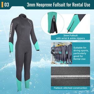 Professional 3mm Neoprene <b>Wetsuit</b> Woman Scuba Diving Fullsuit Supratex Kneepads Reinforcement Heavy-Duty Rental Use OEM Service - Product Image 4