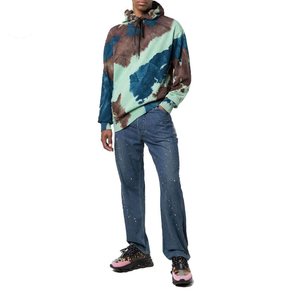 Sweat à capuche tie-dye coupe-vent fabriqué en usine, qualité supérieure, 100 % coton, col à capuche, idéal pour l'hiver, pour hommes, service OEM, en vente - Product Image 4